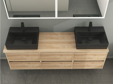 Duo Badmöbel 172, Eiche Gold, Doppelwaschtisch,...