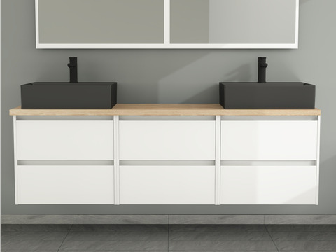 Duo Badmöbel 172, Weiß Hochglanz,...