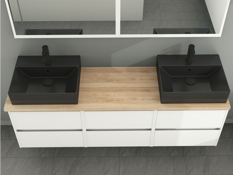 Duo Badmöbel 172, Weiß Hochglanz,...