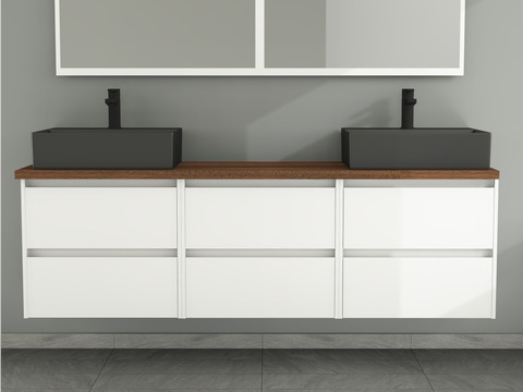 Duo Badmöbel 172, Weiß Hochglanz,...