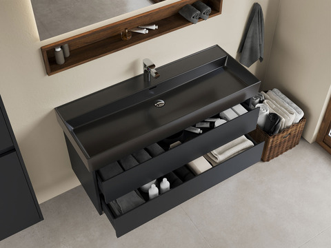 Duo Badmöbel 120, Anthrazit Matt Lackiert, Keramik...