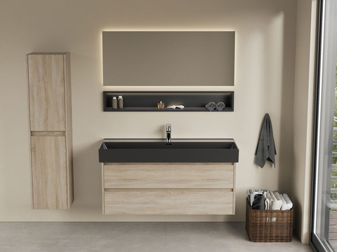 Duo Badmöbel 120, Eiche Gold, Keramik Waschbecken