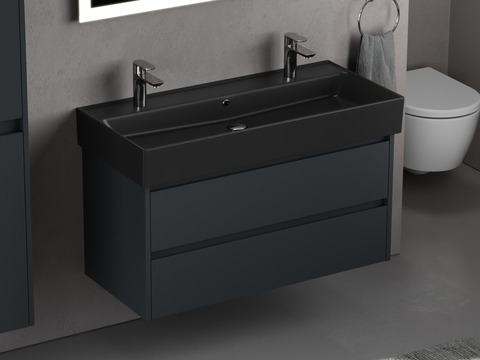 Duo Badmöbel 100, Anthrazit Matt Lackiert, Keramik...