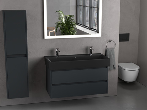 Duo Badmöbel 100, Anthrazit Matt Lackiert, Keramik...