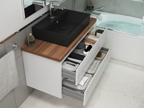 Duo Badmöbel 100, Weiß Hochglanz, Keramik...