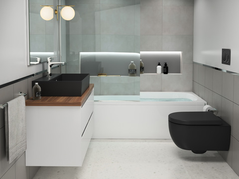 Duo Badmöbel 100, Weiß Hochglanz, Keramik...