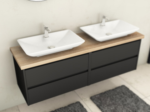 Duo Badmöbel 160, Anthrazit Matt Lackiert,...