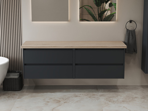 Duo Badmöbel 160, Anthrazit Matt Lackiert,...