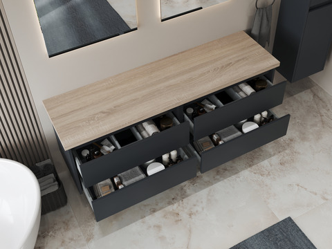 Duo Badmöbel 160, Anthrazit Matt Lackiert,...