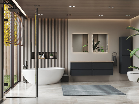 Duo Badmöbel 160, Anthrazit Matt Lackiert,...