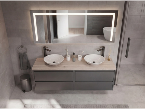 Aqua Bagno Badezimmerspiegel mit LED-Beleuchtung nach...