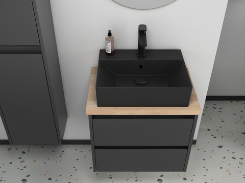 Duo Badmöbel 60, Anthrazit Matt Lackiert, Keramik...