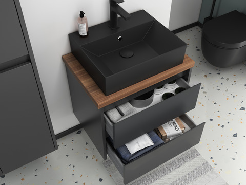 Duo Badmöbel 60, Anthrazit Matt Lackiert, Keramik...