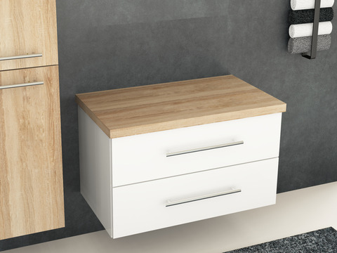 Flex Badmöbel 80, Weiß Hochglanz,...