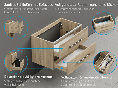 Flex Badmöbel 80, Eiche Gold, Trägerplatte