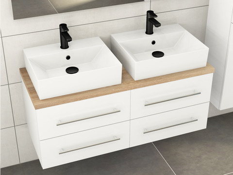 Flex Badmöbel 120, Weiß Hochglanz Lackiert,...