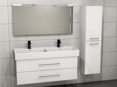 Flex Badmöbel 120, Weiß Hochglanz Lackiert,...