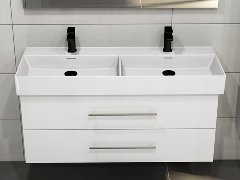 Flex Badmöbel 120, Weiß Hochglanz Lackiert,...