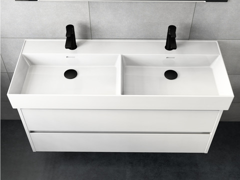 Duo Badmöbel 120, Weiß Hochglanz, Keramik...