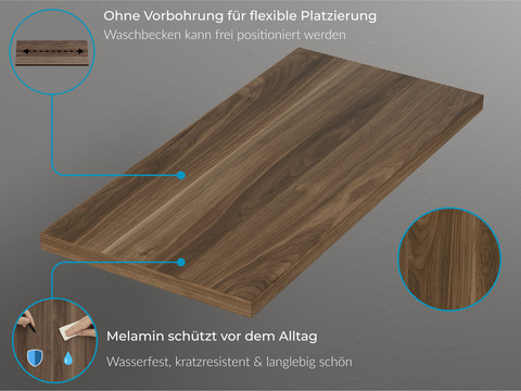 Flex Badmöbel 100, Schwarz Hochglanz Lackiert,...