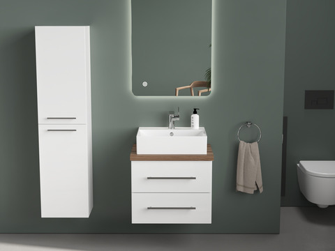 Flex Badmöbel 60, Weiß Hochglanz, Keramik...