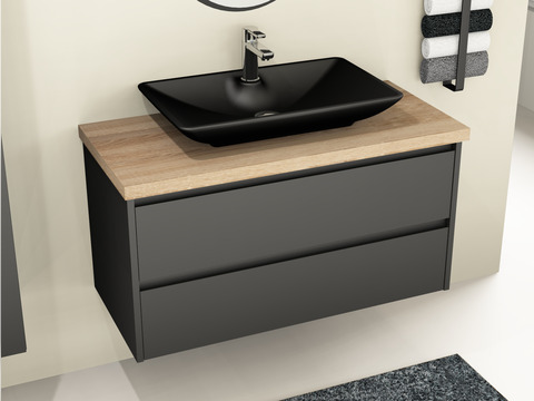 Duo Badmöbel 100, Anthrazit Matt Lackiert, Keramik...