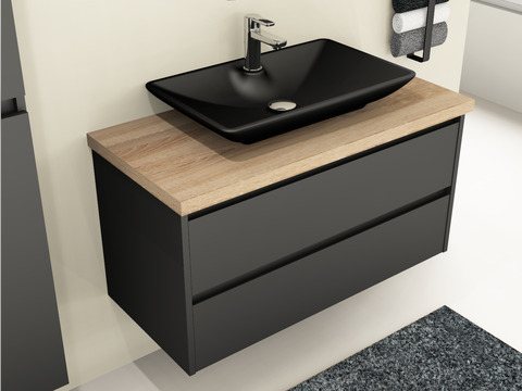 Duo Badmöbel 100, Anthrazit Matt Lackiert, Keramik...