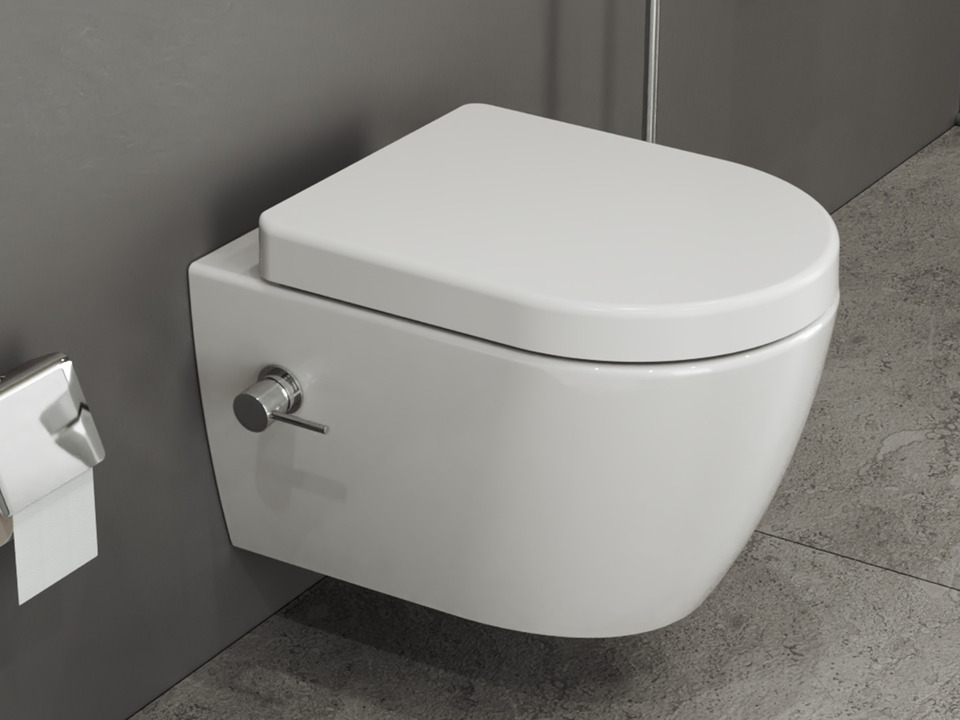 Wand Dusch WC Taharet - sp&uuml;lrandlos - mit abnehmbaren Softclose Toiletten-Sitz - Bidet - Keramik - S.4415.9827