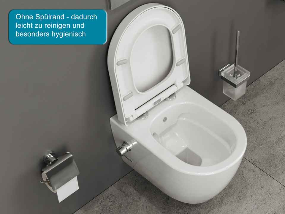 Wand Dusch WC Taharet - sp&uuml;lrandlos - mit abnehmbaren Softclose Toiletten-Sitz - Bidet - Keramik - S.4415.9827