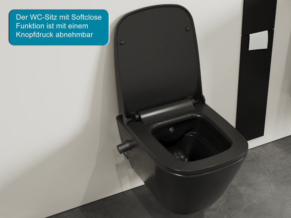 Wand Dusch WC Taharet - sp&uuml;lrandlos - mit abnehmbaren Softclose Toiletten-Sitz - Bidet - Keramik - S.9855.9862