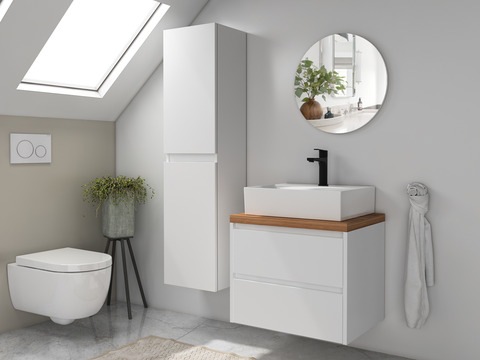 Duo Badmöbel 60, Weiß Hochglanz, Keramik...