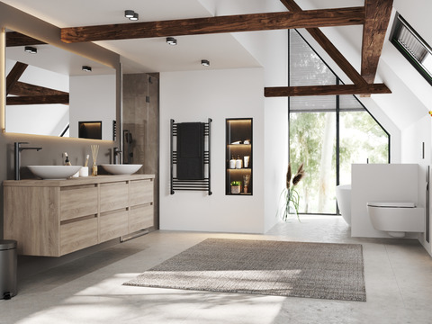 Duo Badmöbel 172, Eiche Gold, Doppelwaschtisch,...