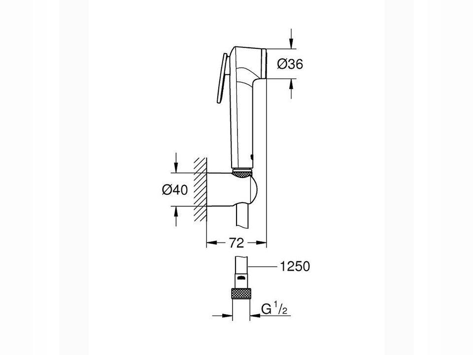 Grohe Tempesta-F Reinigungsbrause mit Wandhalter, 1 Strahlart