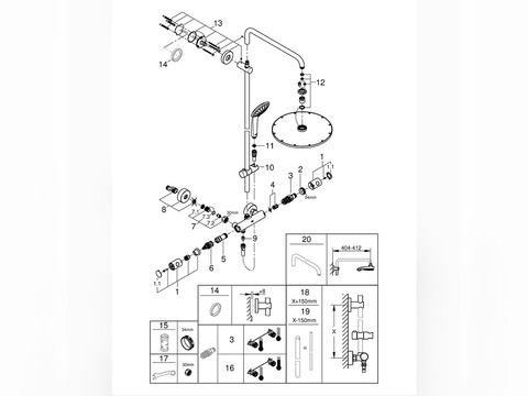 EUPHORIA SYSTEM 310 DUSCHSYSTEM MIT THERMOSTATBATTERIE...