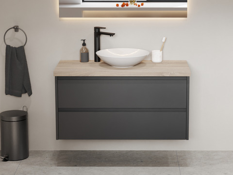 Duo Badmöbel 100, Anthrazit Matt Lackiert, Keramik...