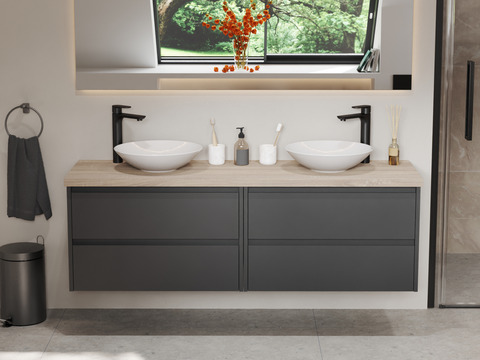 Duo Badmöbel 160, Anthrazit Matt Lackiert,...