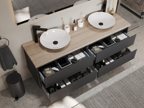 Duo Badmöbel 160, Anthrazit Matt Lackiert,...