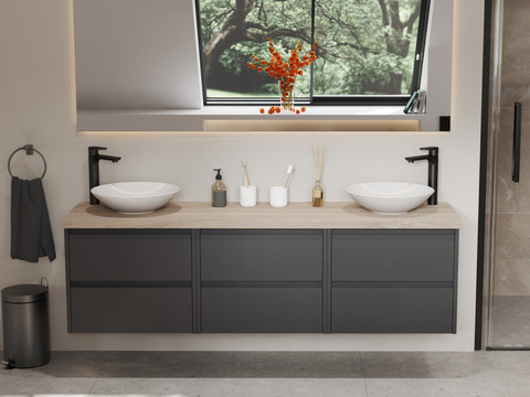 Duo Badmöbel 172, Anthrazit Matt Lackiert,...