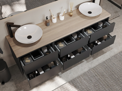 Duo Badmöbel 172, Anthrazit Matt Lackiert,...