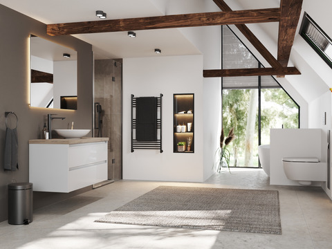 Duo Badmöbel 100, Weiß Hochglanz, Keramik...