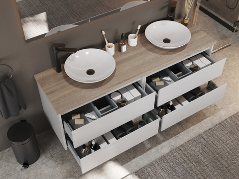 Duo Badmöbel 160, Weiß Hochglanz,...