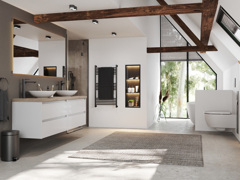 Duo Badmöbel 160, Weiß Hochglanz,...