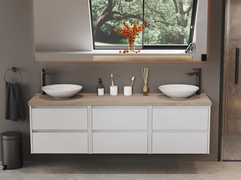 Duo Badmöbel 172, Weiß Hochglanz,...