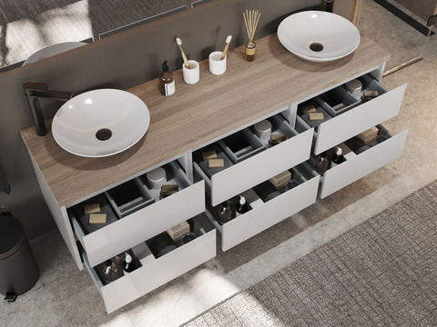 Duo Badmöbel 172, Weiß Hochglanz,...