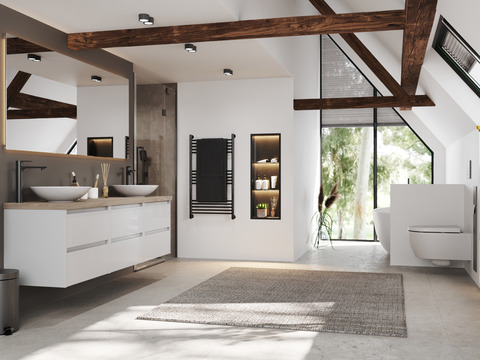 Duo Badmöbel 172, Weiß Hochglanz,...