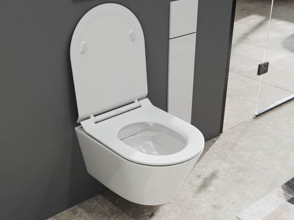 Wand H&auml;nge WC Toilette - sp&uuml;lrandlos - inkl. abnehmbaren Softclose Toiletten-Sitz - Keramik - CT2070V