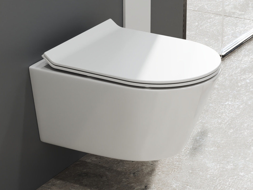 Wand H&auml;nge WC Toilette - sp&uuml;lrandlos - inkl. abnehmbaren Softclose Toiletten-Sitz - Keramik - CT2070V