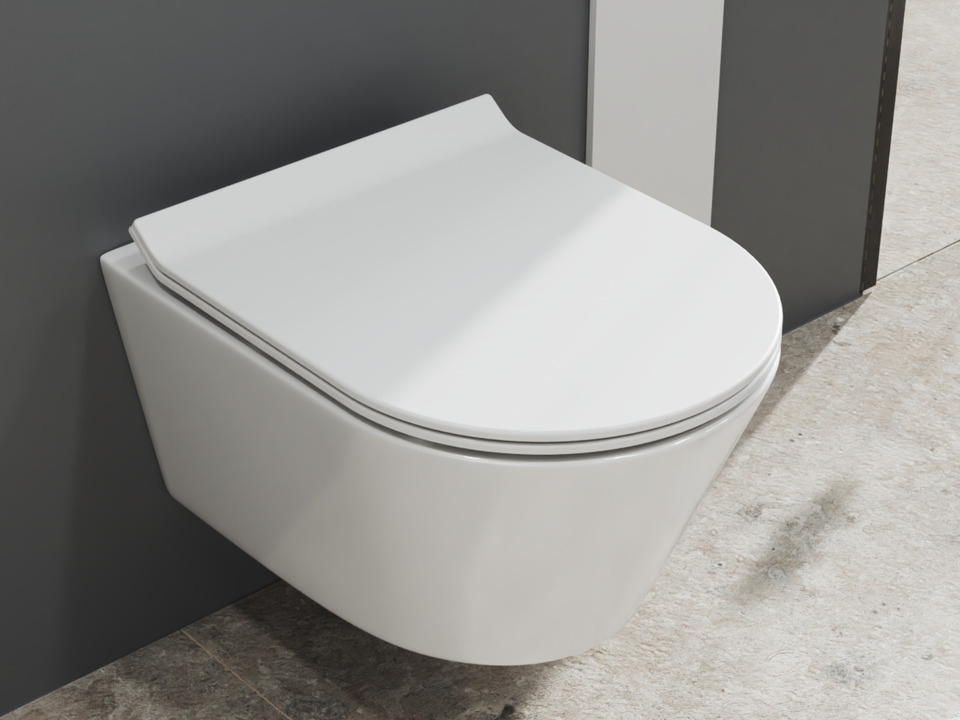 Wand H&auml;nge WC Toilette - sp&uuml;lrandlos - inkl. abnehmbaren Softclose Toiletten-Sitz - Keramik - CT2070V