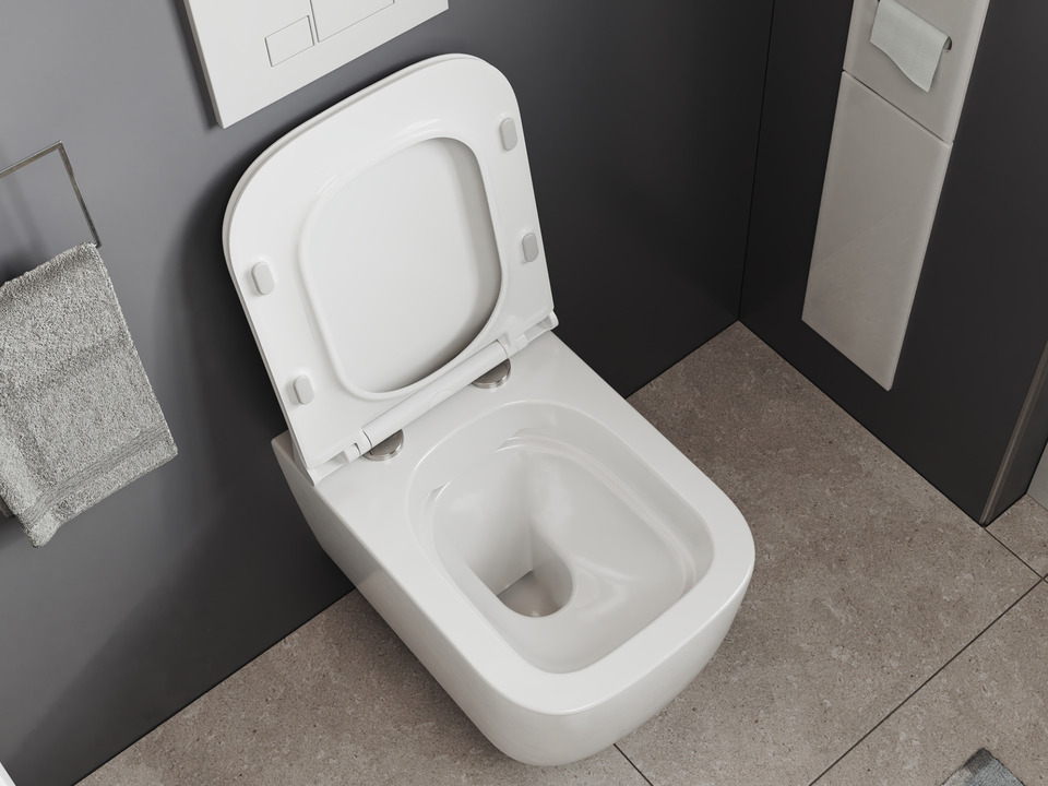 Wand H&auml;nge WC Toilette - sp&uuml;lrandlos - inkl. abnehmbaren Softclose Toiletten-Sitz - Keramik - CT2067