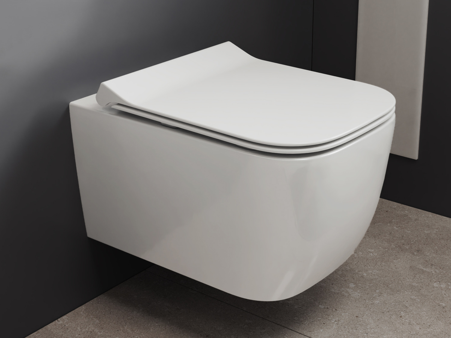 Wand H&auml;nge WC Toilette - sp&uuml;lrandlos - inkl. abnehmbaren Softclose Toiletten-Sitz - Keramik - CT2067